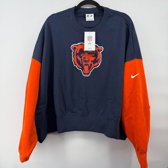 Nike Tops - NWT Women's Chicago Bears Nike Navy Oversized Color-Block Pullover Sweatshirt